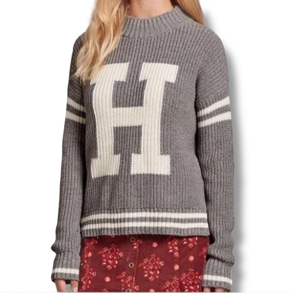 Hollister Varsity Style Mock Turtleneck Knit Sweater sz M